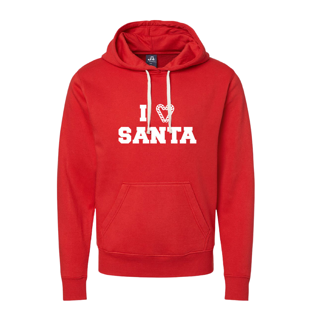 I Love Santa Candy Cane Heart White Ink Dressing Festive hoodie red