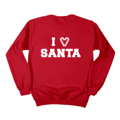 I Love Santa Candy Cane Heart White Ink Dressing Festive crewneck Red
