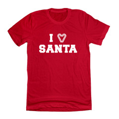 I Love Santa Candy Cane Heart White Ink red T-shirtDressing Festive 