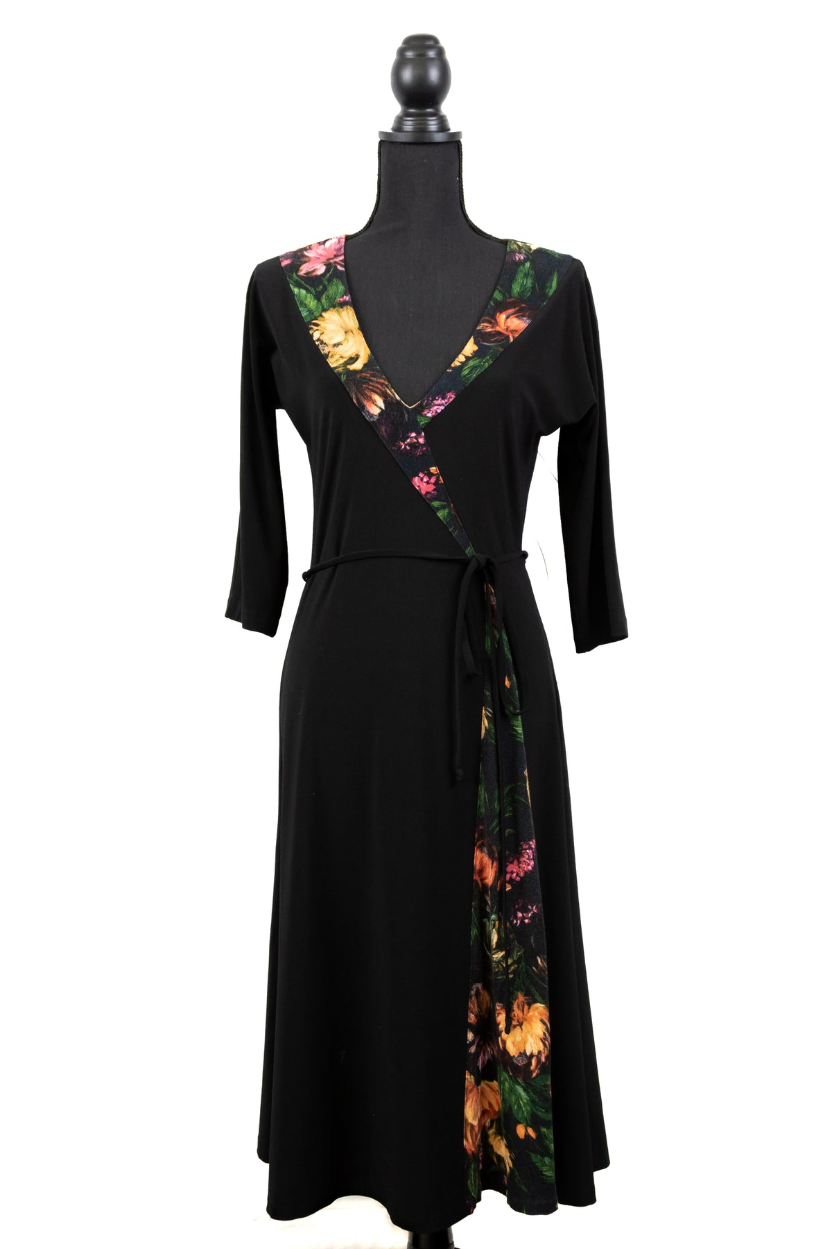Black Floral Jersey Knit Dress As Seen on Lorelai - Size M