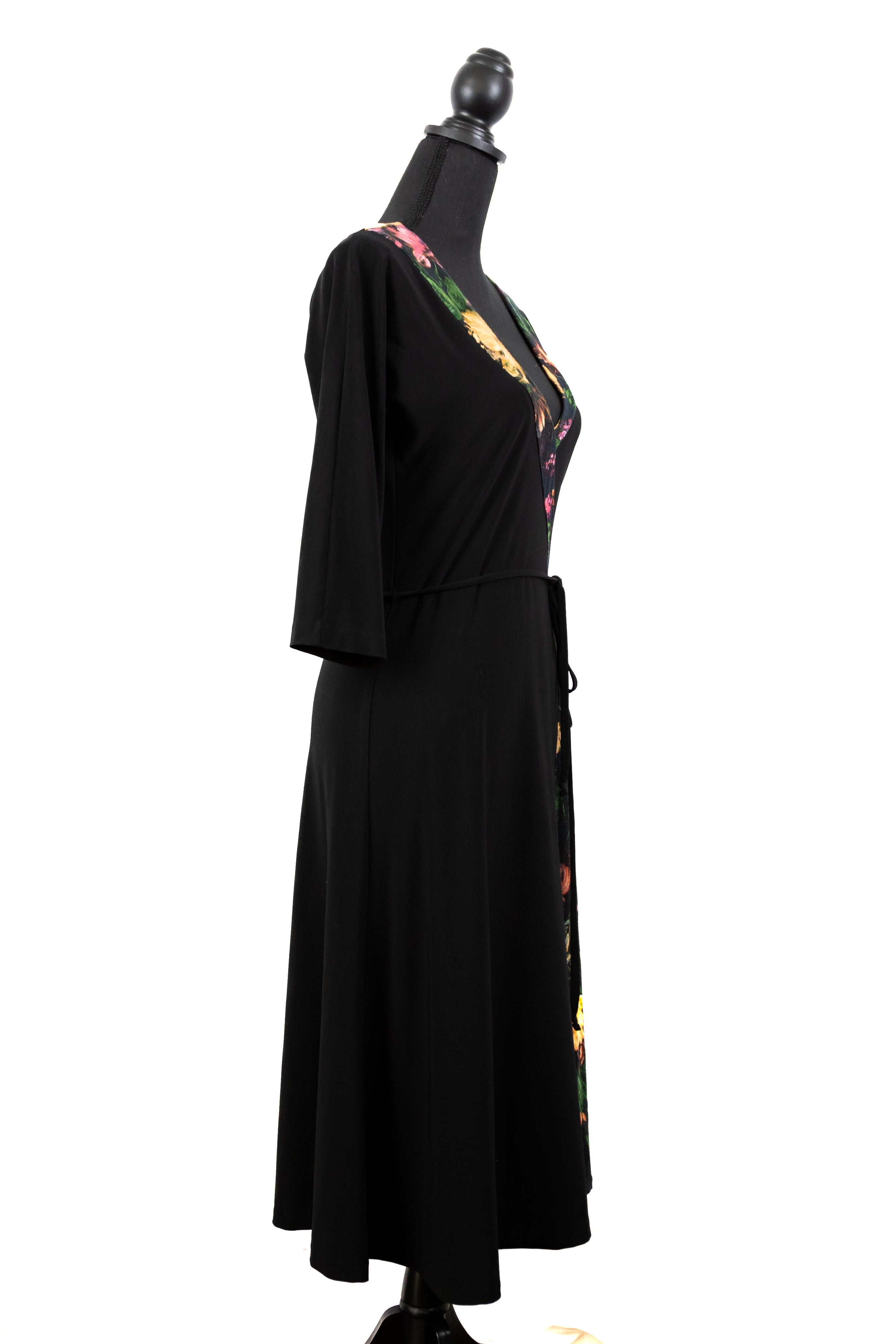 Black Floral Jersey Knit Dress As Seen on Lorelai - Size M