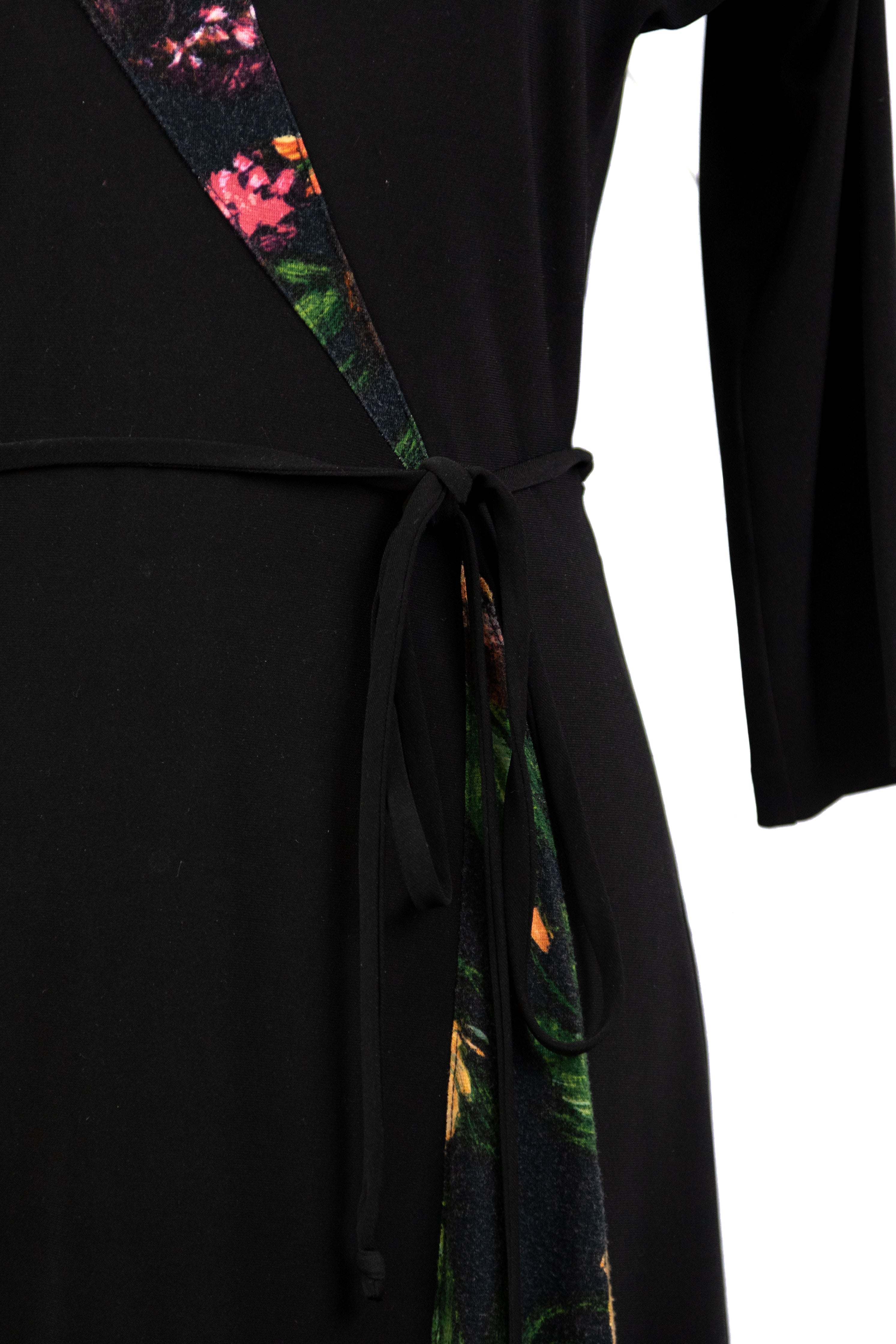 Black Floral Jersey Knit Dress As Seen on Lorelai - Size M