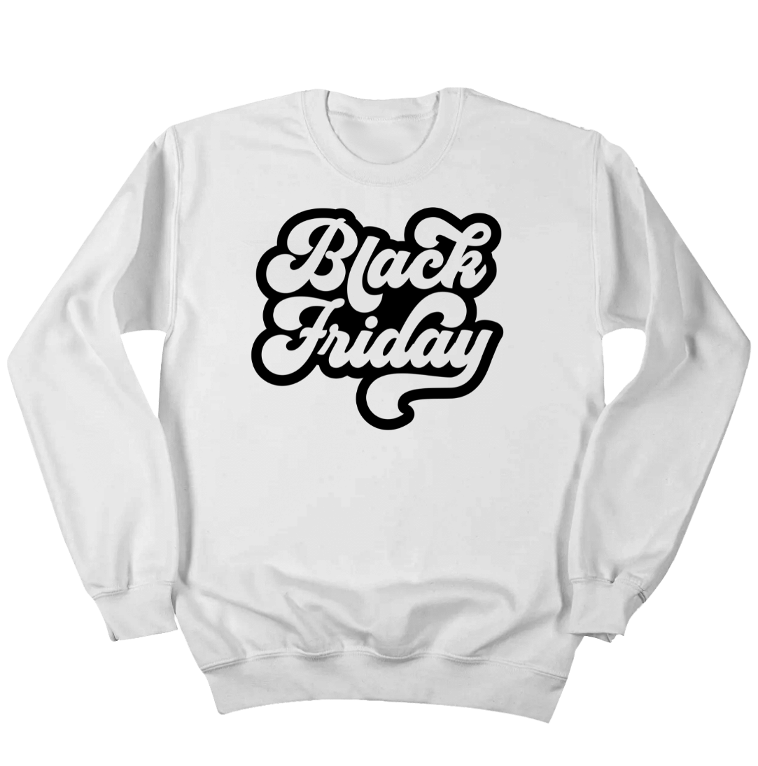 Retro Black Friday Black Text Dressing Festive white crew