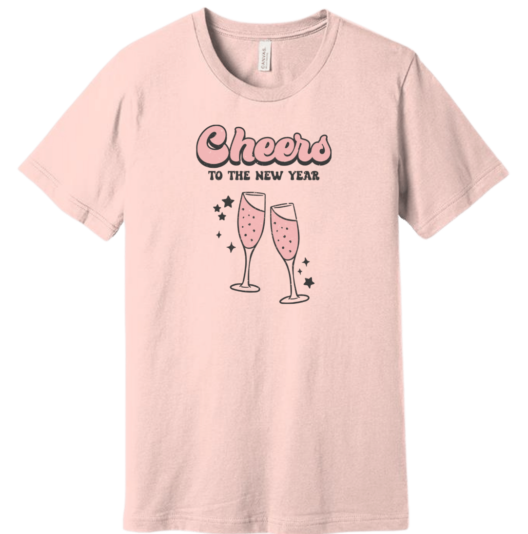 Cheers to New Years Dressing Festive Pink T-shirt