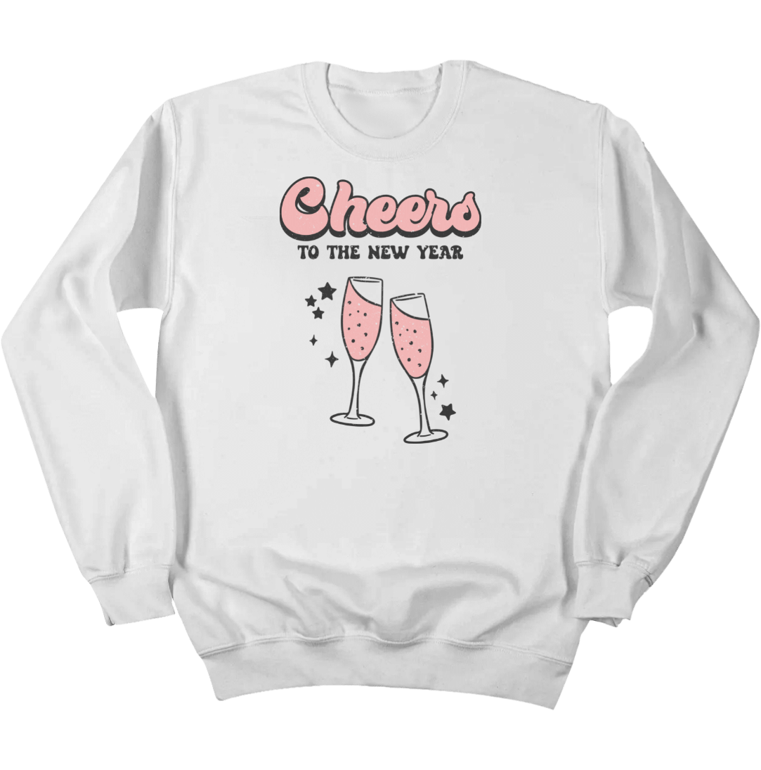 Cheers to New Years Dressing Festive crewneck white