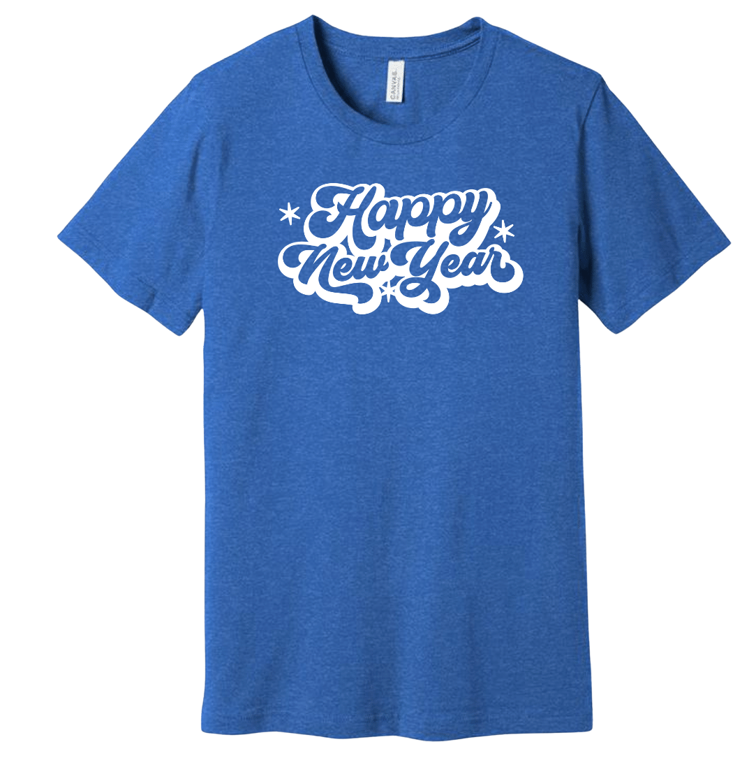 Retro Happy New Year Dressing Festive  Royal Blue T-shirt