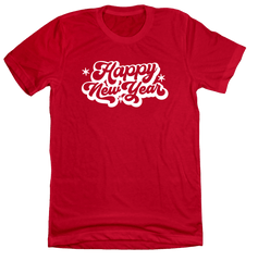 Retro Happy New Year Dressing Festive  red T-shirt