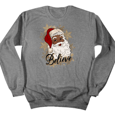 Santa Believe Dressing Festive  grey crewneck
