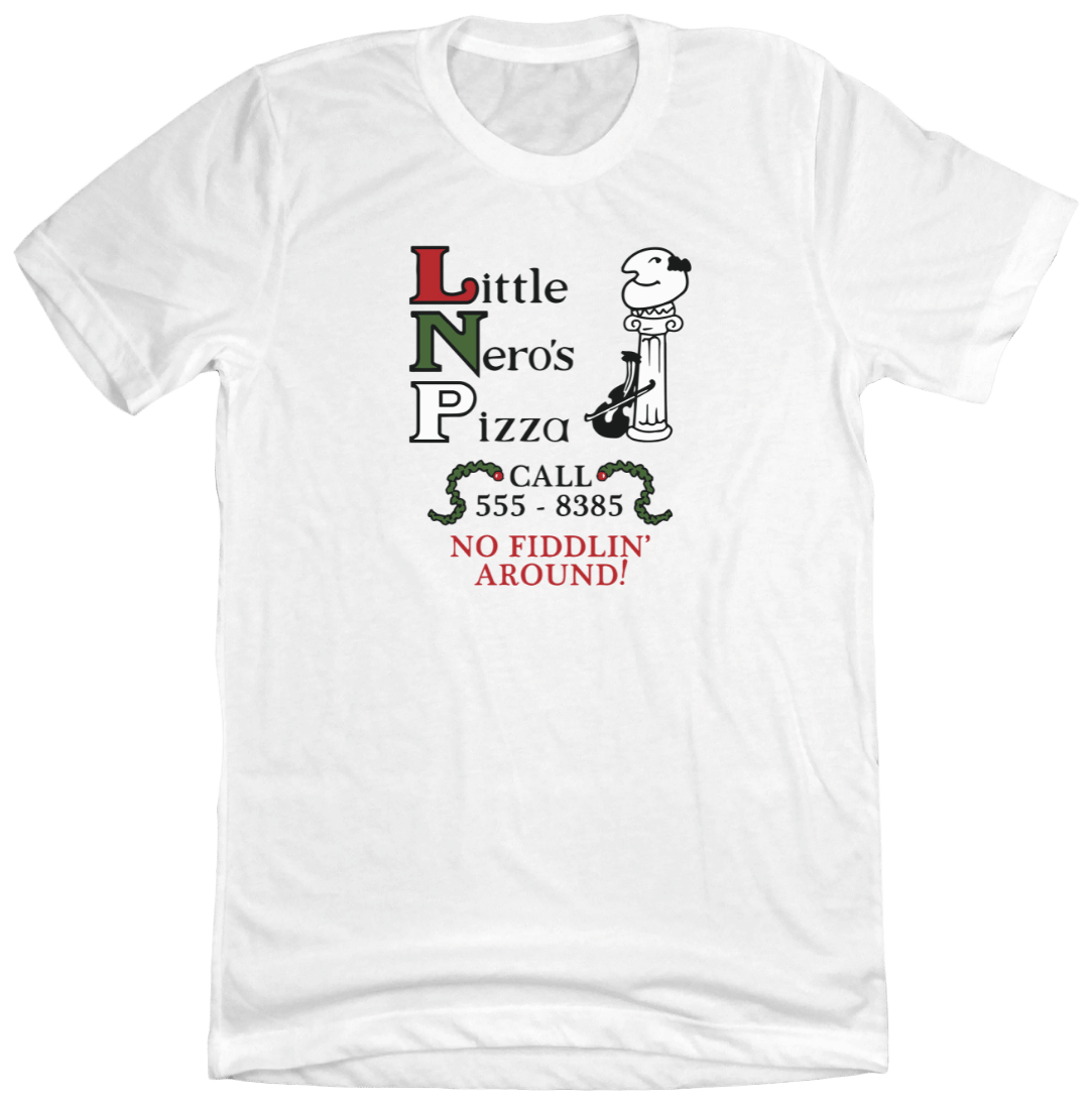 Little Nero's Pizza white T-shirt Dressing Festive