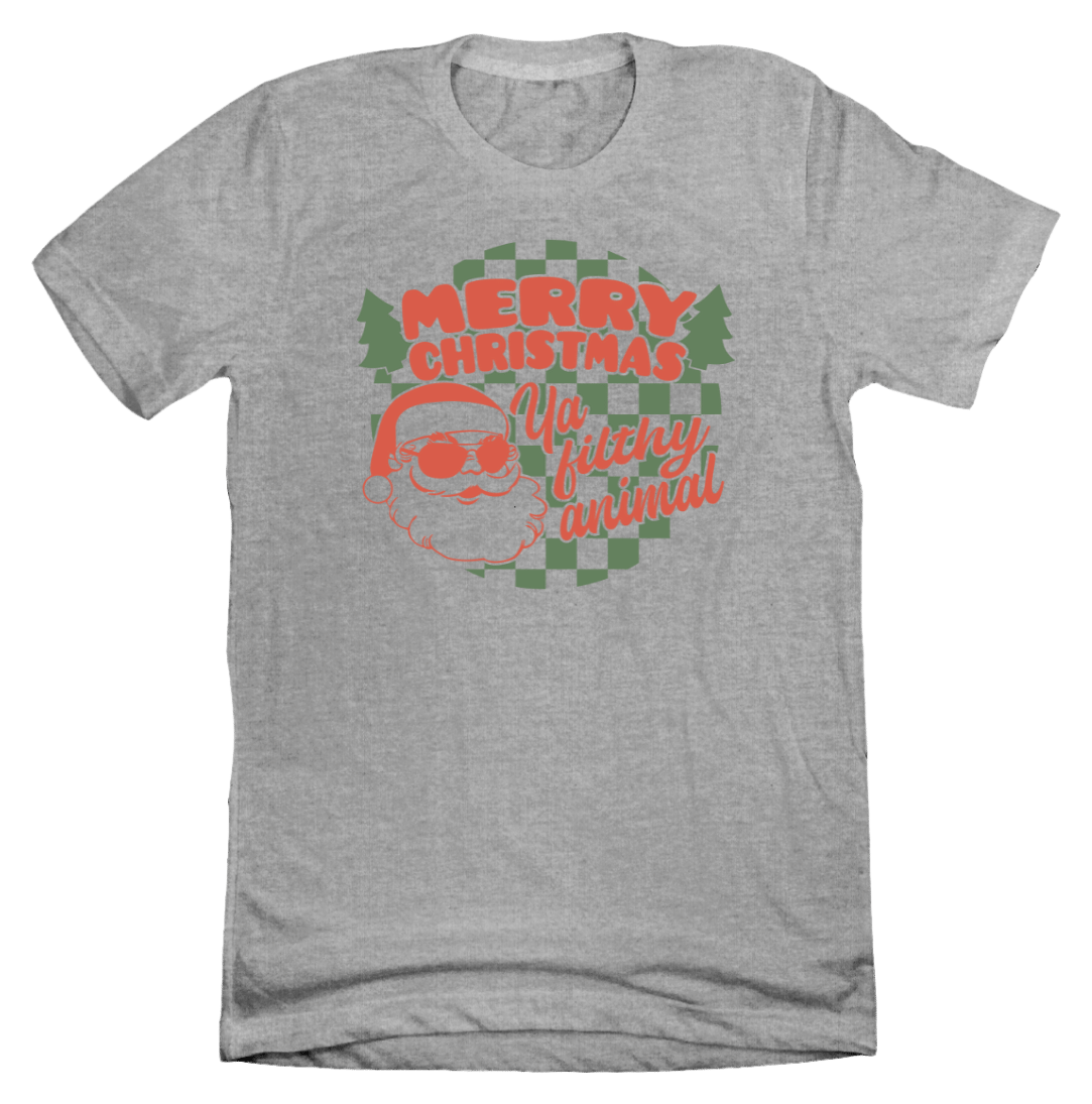 Merry Christmas Ya Filthy Animal Dressing Festive grey T-shirt