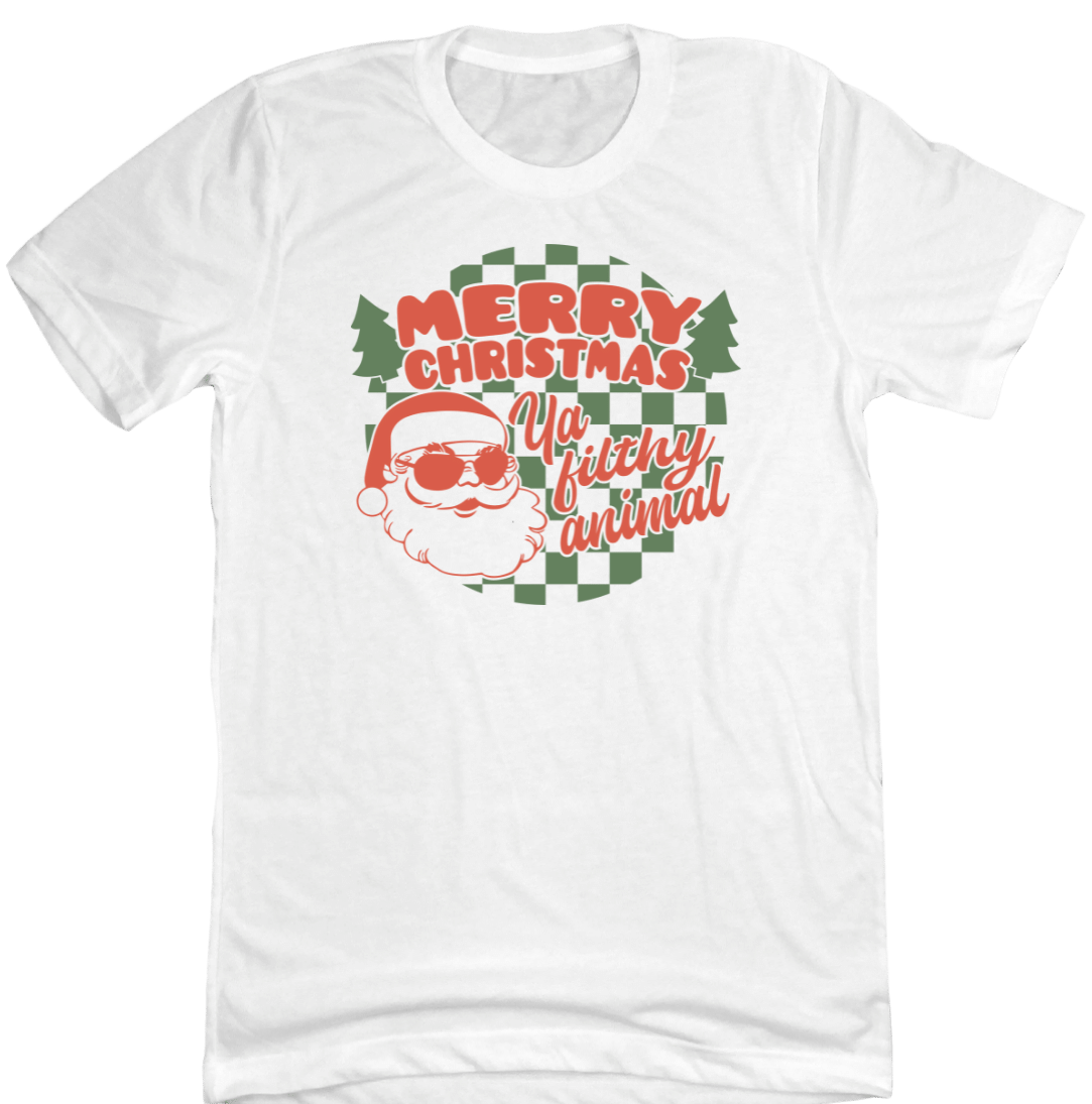 Merry Christmas Ya Filthy Animal Dressing Festive white T-shirt