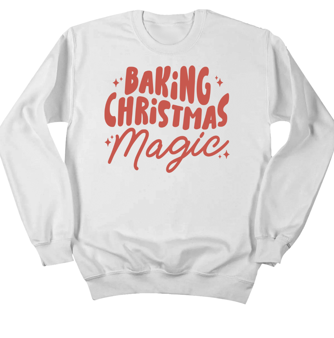 Baking Christmas Magic Dressing Festive crewneck Sweatshirt white