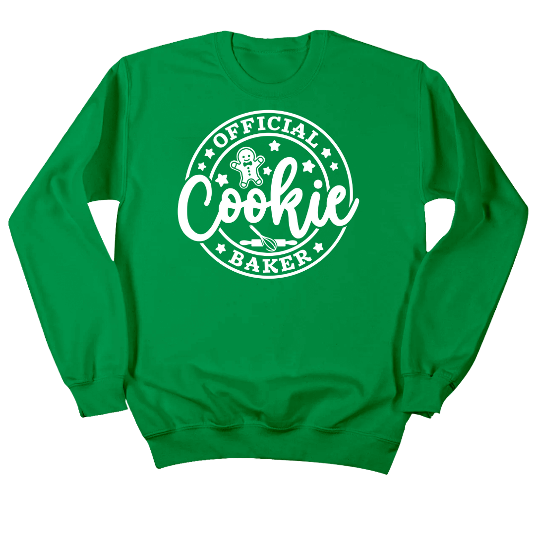 Official Cookie Baker Dressing Festive green crewneck