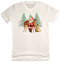 Santa With His Reindeer Dressing Festive Natural white T-shirt