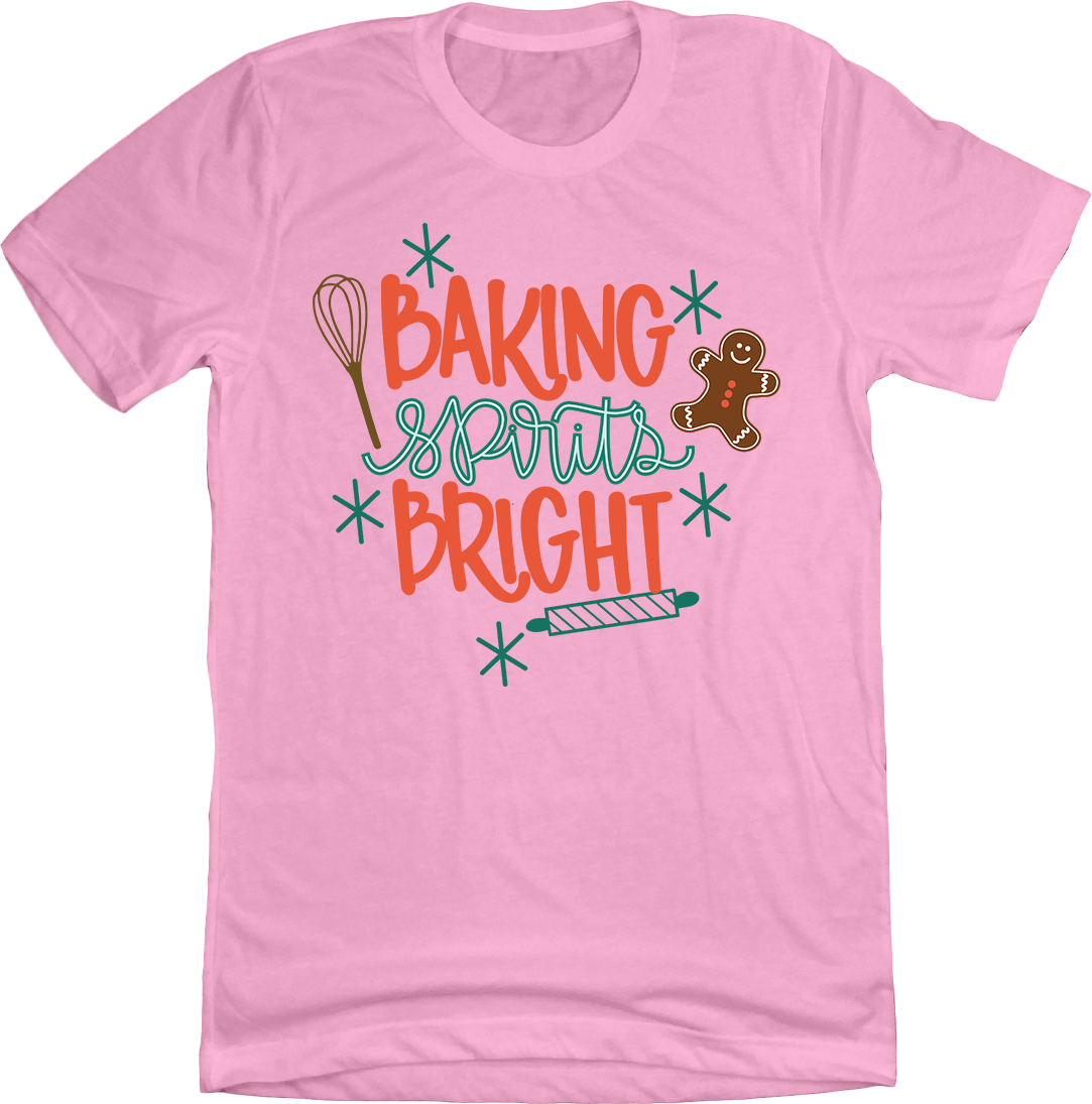 Baking Spirits Bright Gingerbread Dressing Festive Pink T-shirt