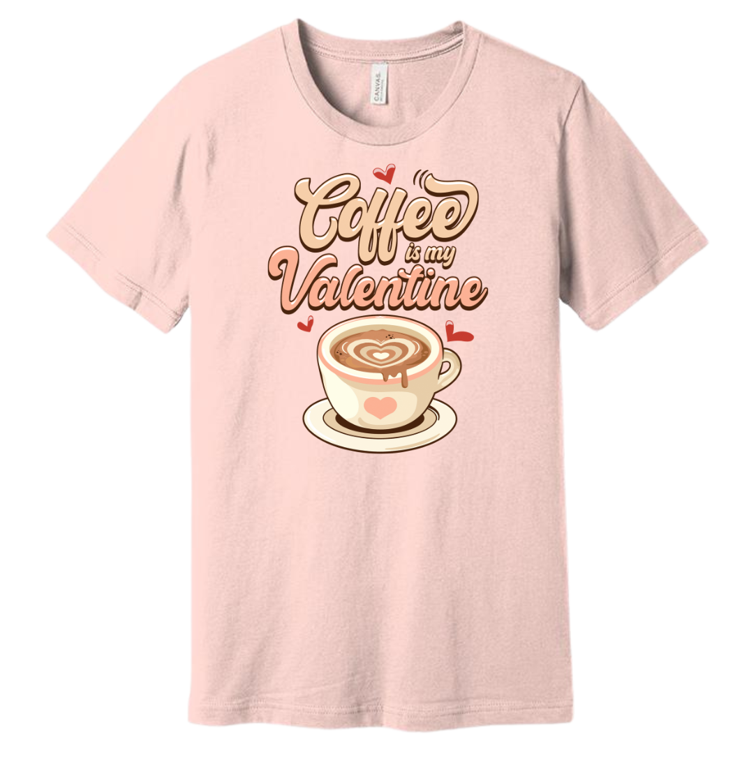 Coffee is My Valentine Dressing Festive pink T-shirt
