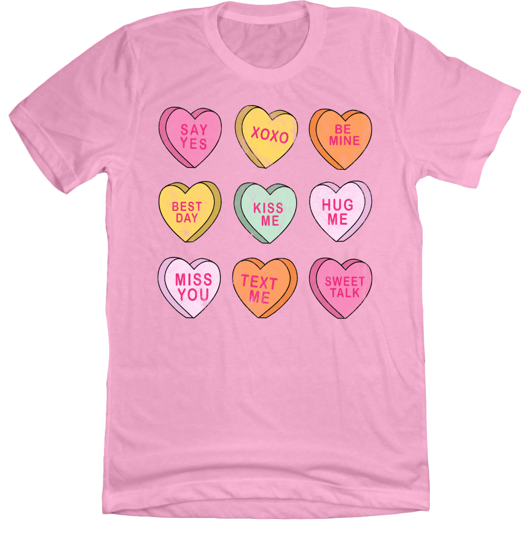 Conversation Hearts Dressing Festive Pink T-shirt