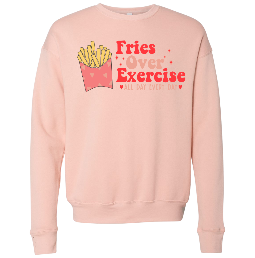 Fries Over Exercise Dressing Festive peach crewneck