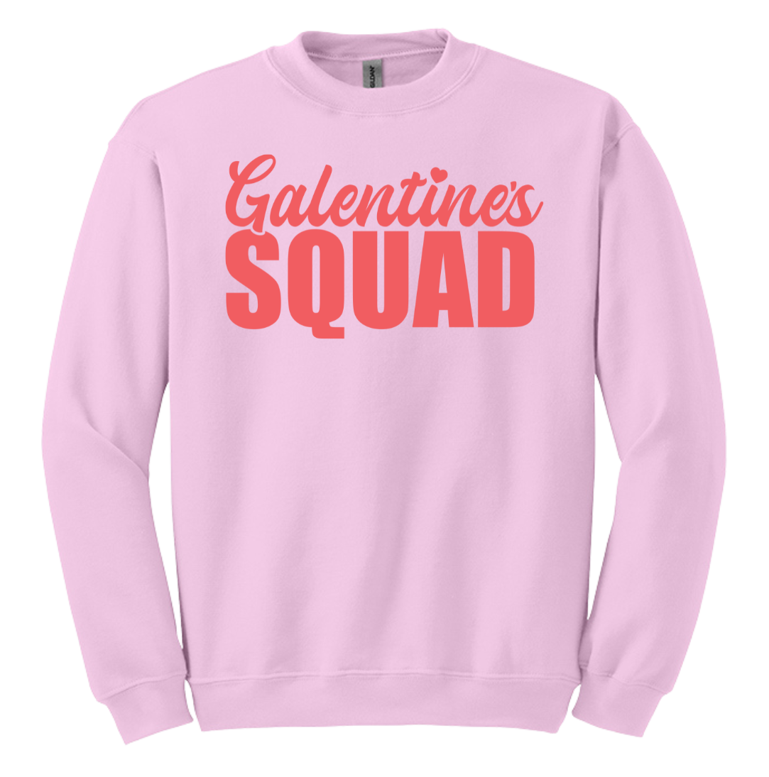 Galentine's Squad Dressing Festive pink crew