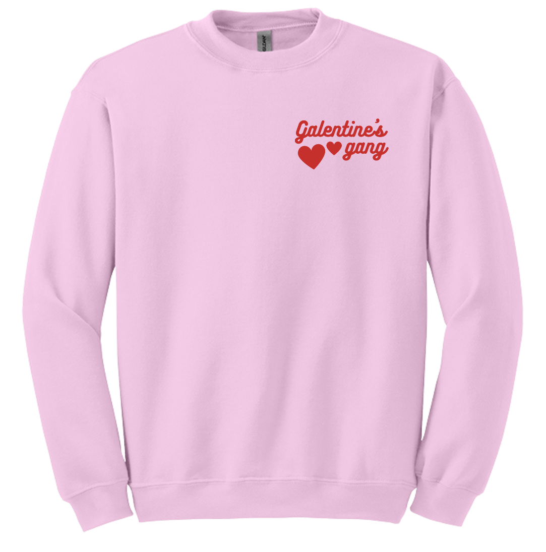Galentine's Gang Dressing Festive  pink crew