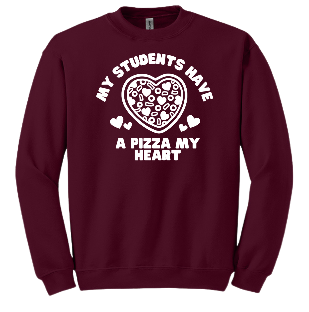 Students Pizza My Heart Dressing Festive maroon crew