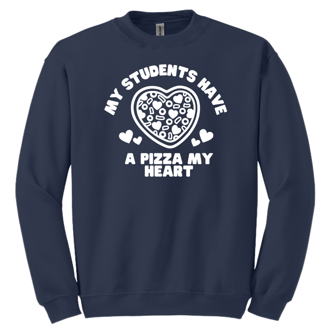 Students Pizza My Heart Dressing Festive navy crew