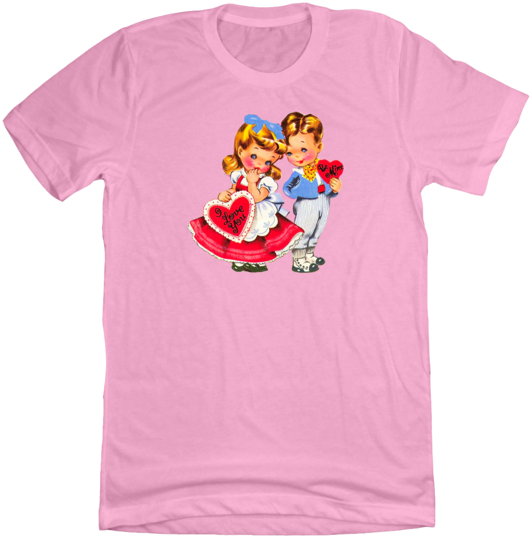 Retro Valentine Boy and Girl Dressing Festive pink tee