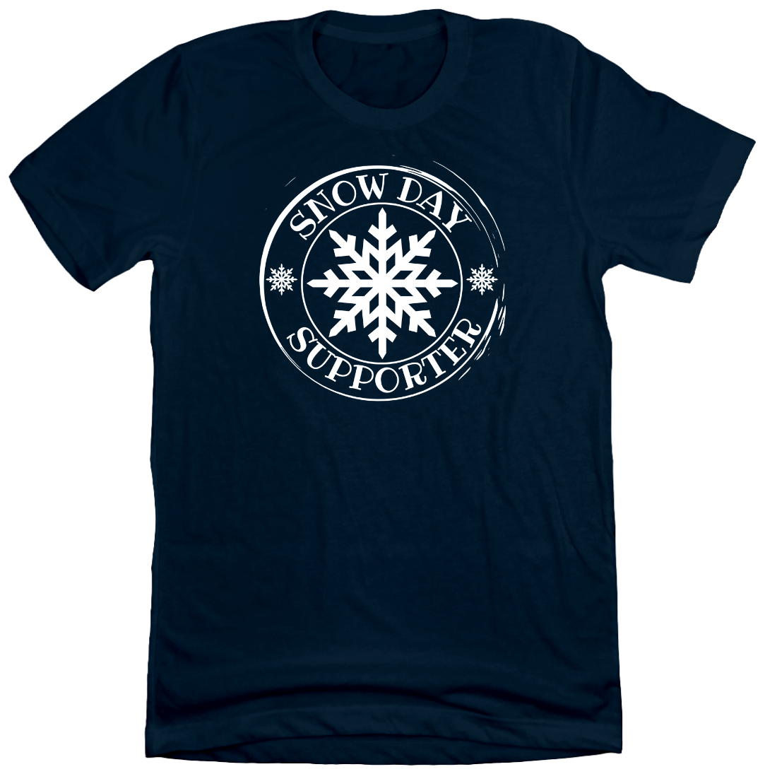 Snow Day Supporter Dressing Festive navy tee