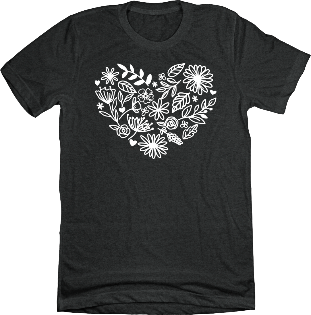 Flower Heart Dressing Festive T-shirt charcoal