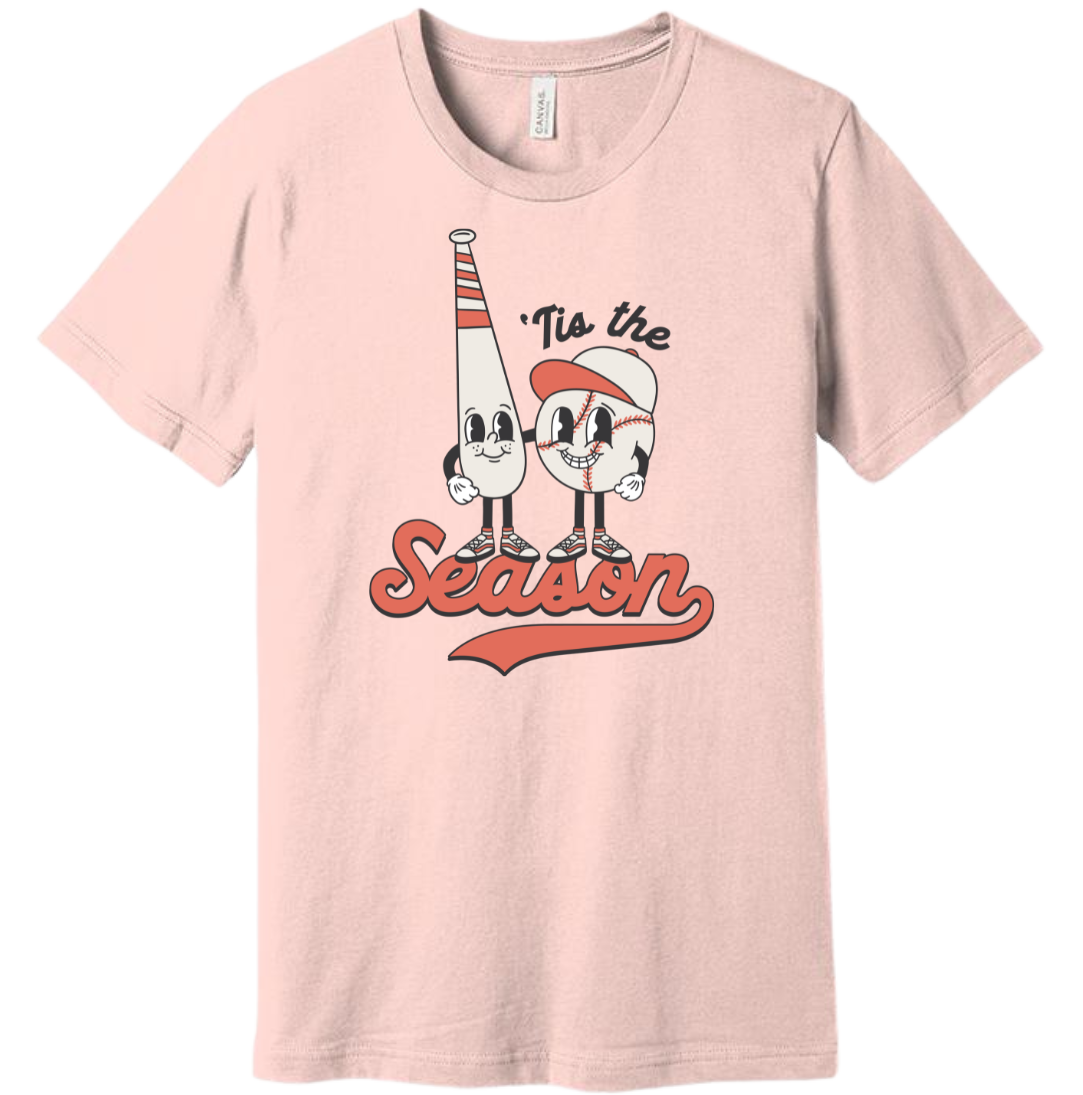 Tis Baseball Season Dressing Festive soft pink T-shirt