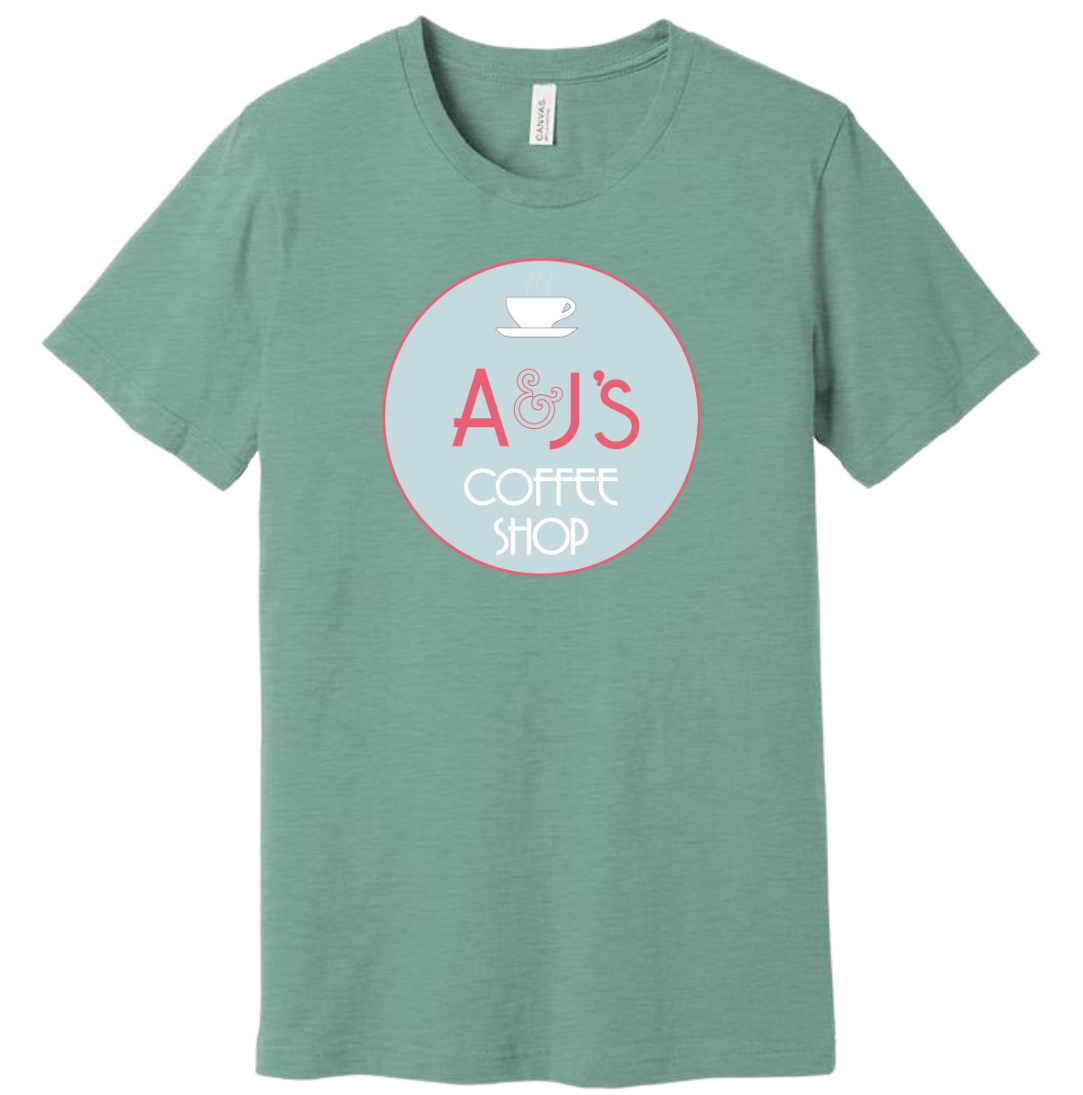 A & J's Coffee Shop Dressing Festive dusty blue T-shirt