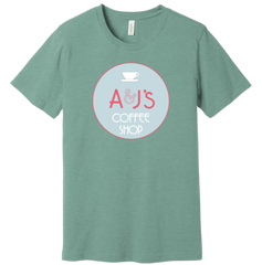 A & J's Coffee Shop Dressing Festive dusty blue T-shirt