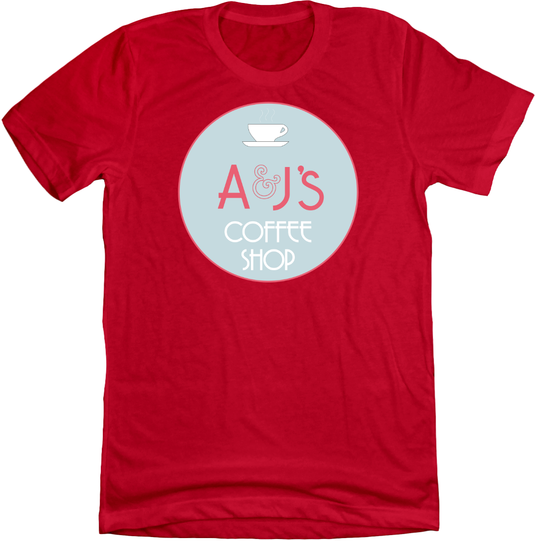 A & J's Coffee Shop Dressing Festive red T-shirt