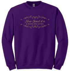 How Sweet it is Chocolate Dressing Festive purple crewneck