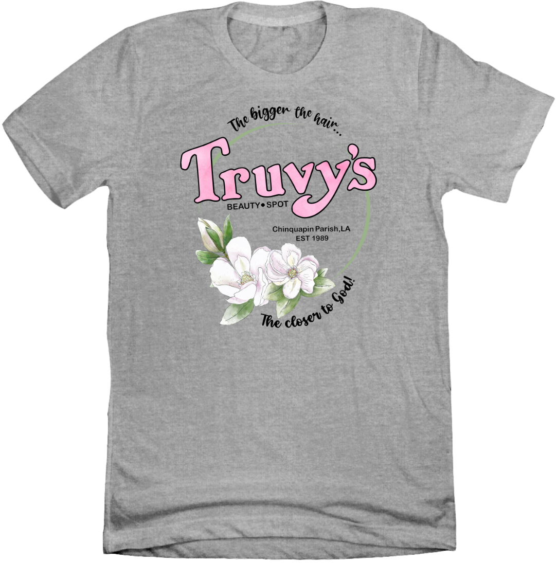Truvy's Beauty Spot Steel Magnolia's Dressing Festive Grey T-shirt