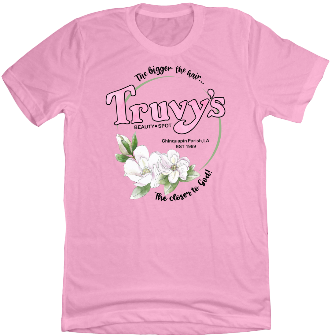 Truvy's Beauty Spot Steel Magnolia's Dressing Festive  pink T-shirt