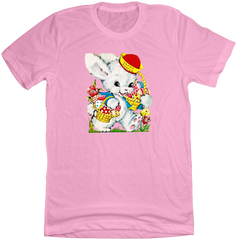 Vintage Easter Bunny with Basket Dressing Festive T-shirt pink