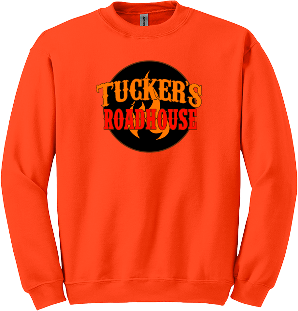 Tucker's Roadhouse Logo Dressing Festive orange crewneck