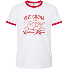 Hot Cocoa and Christmas Movies Dressing Festive ringer tee
