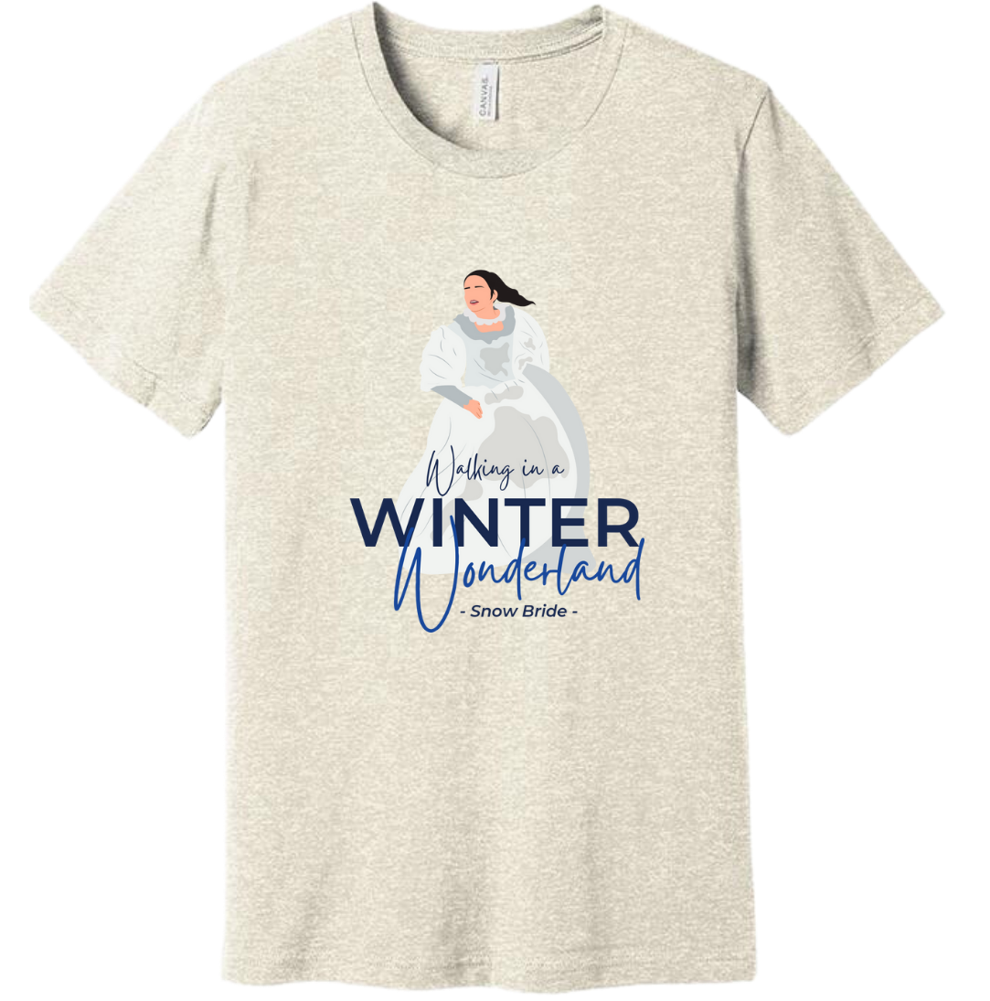 Walking in a Winter Wonderland Snow Bride Dressing Festive oatmeal T-shirt