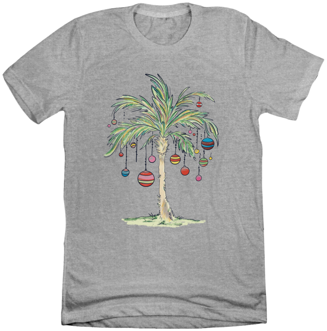 Palm Tree Christmas T-shirt Dressing Festive grey