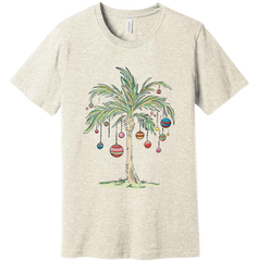 Palm Tree Christmas T-shirt Dressing Festive natural