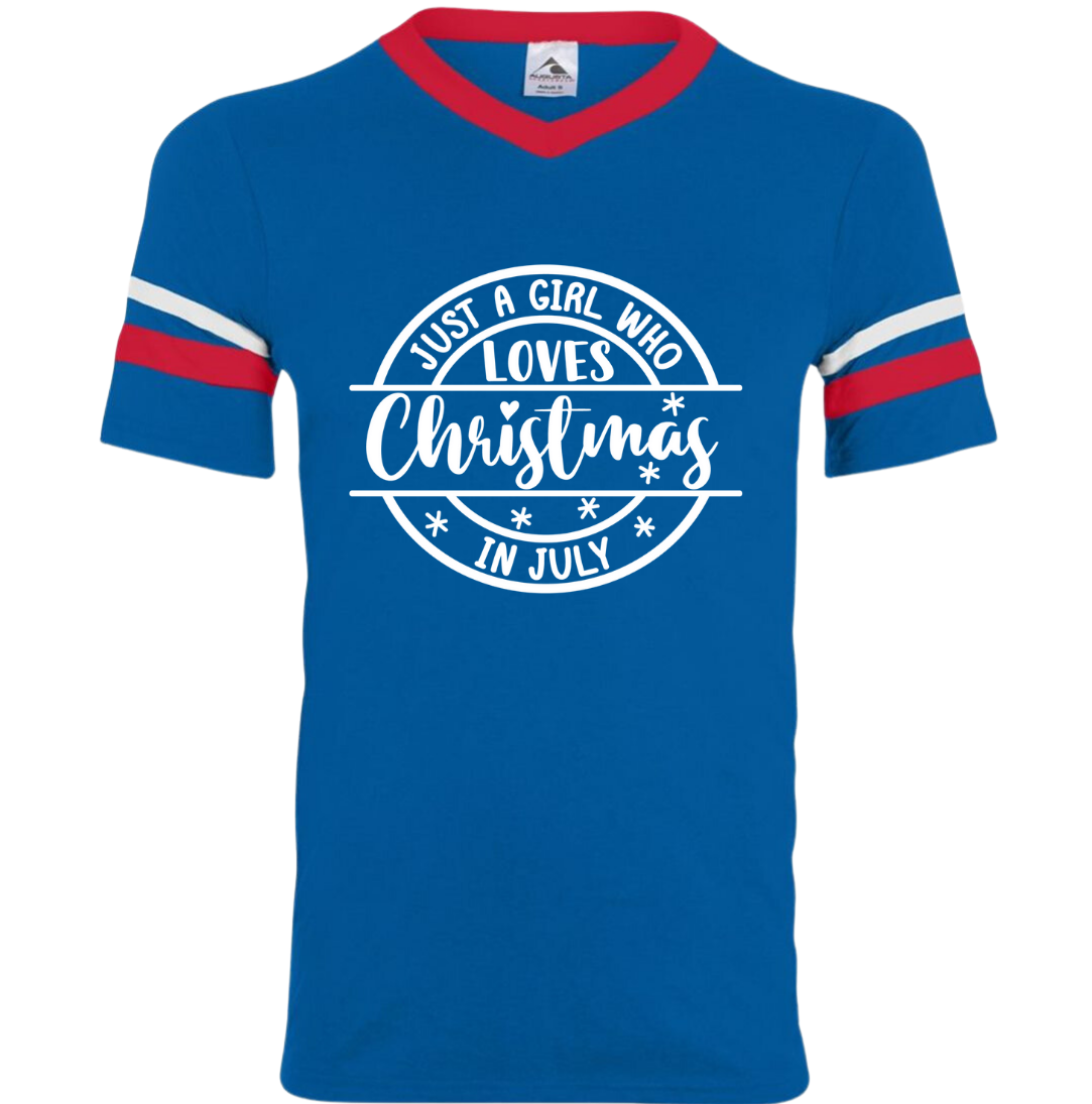 Just a Girl That Loves Christmas Movies Dressing Festive royal ringer tee