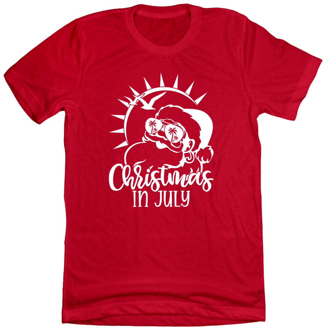 Christmas in July White Version Dressing Festive red tee