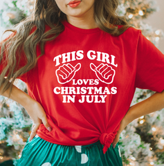 This Loves Girl Christmas in July Dressing Festive T-shirt Red