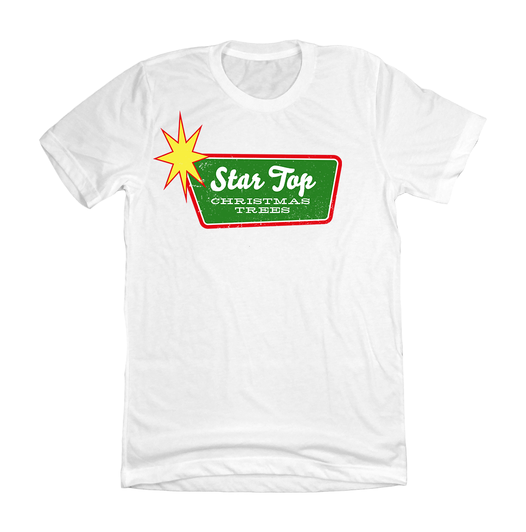 Star Top Christmas Trees T-shirts Dressing Festive white tee