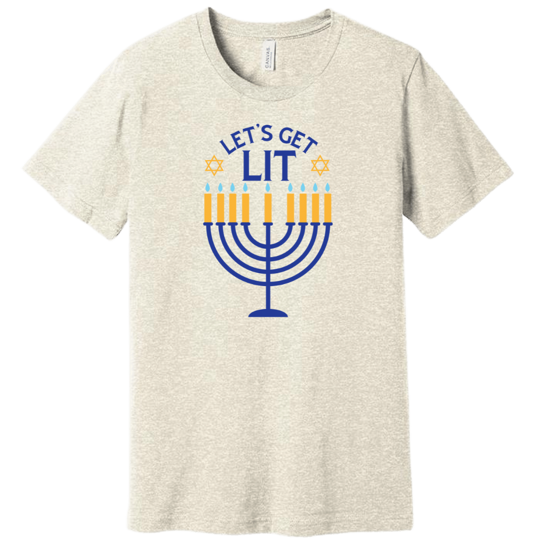 Hanukkah Lets Get Lit Dressing Festive prism oatmeal T-shirt