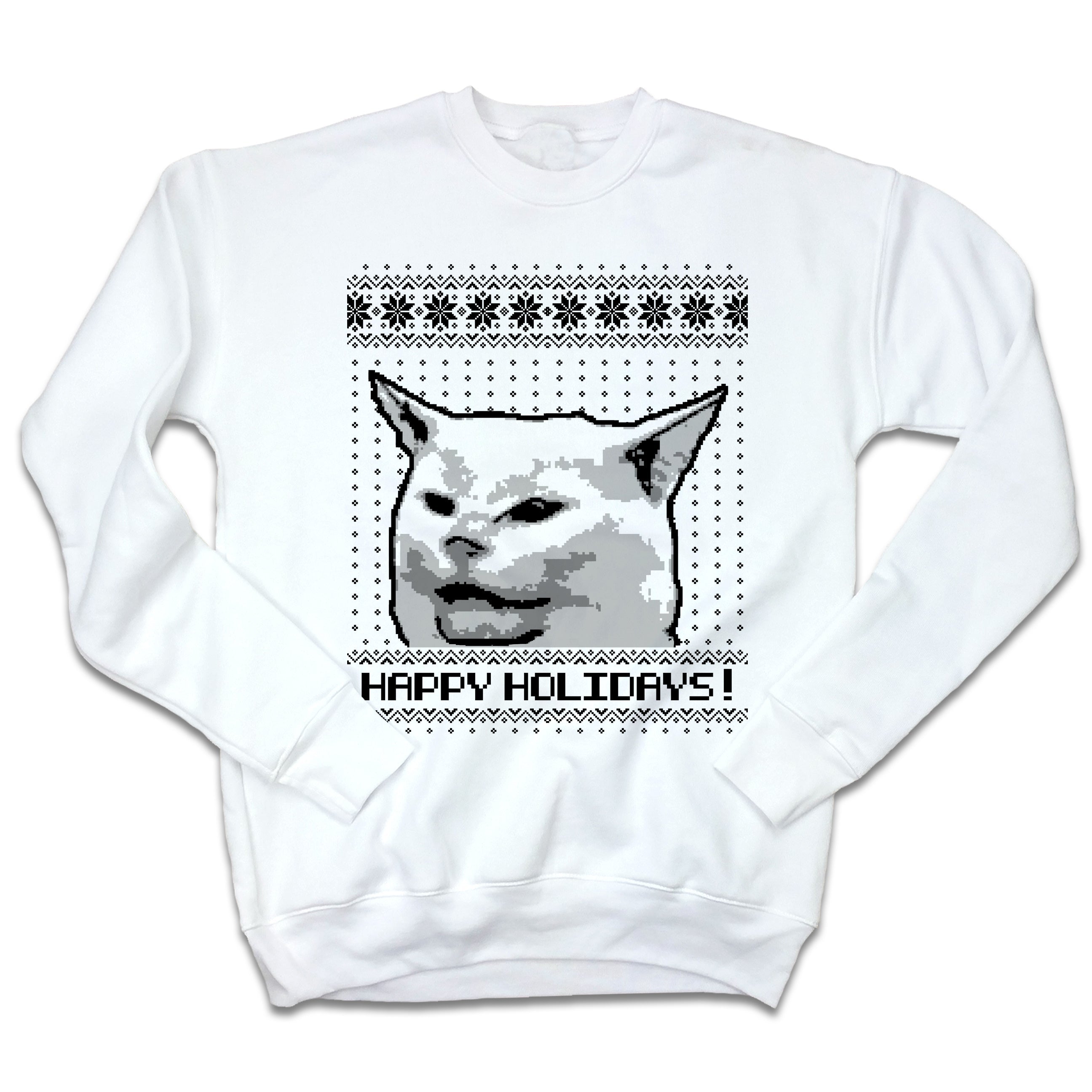 Happy Holidays Internet Cat Ugly Christmas Sweatshirts