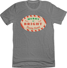 Merry and Bright Candy Canes Dressing Festive grey tee
