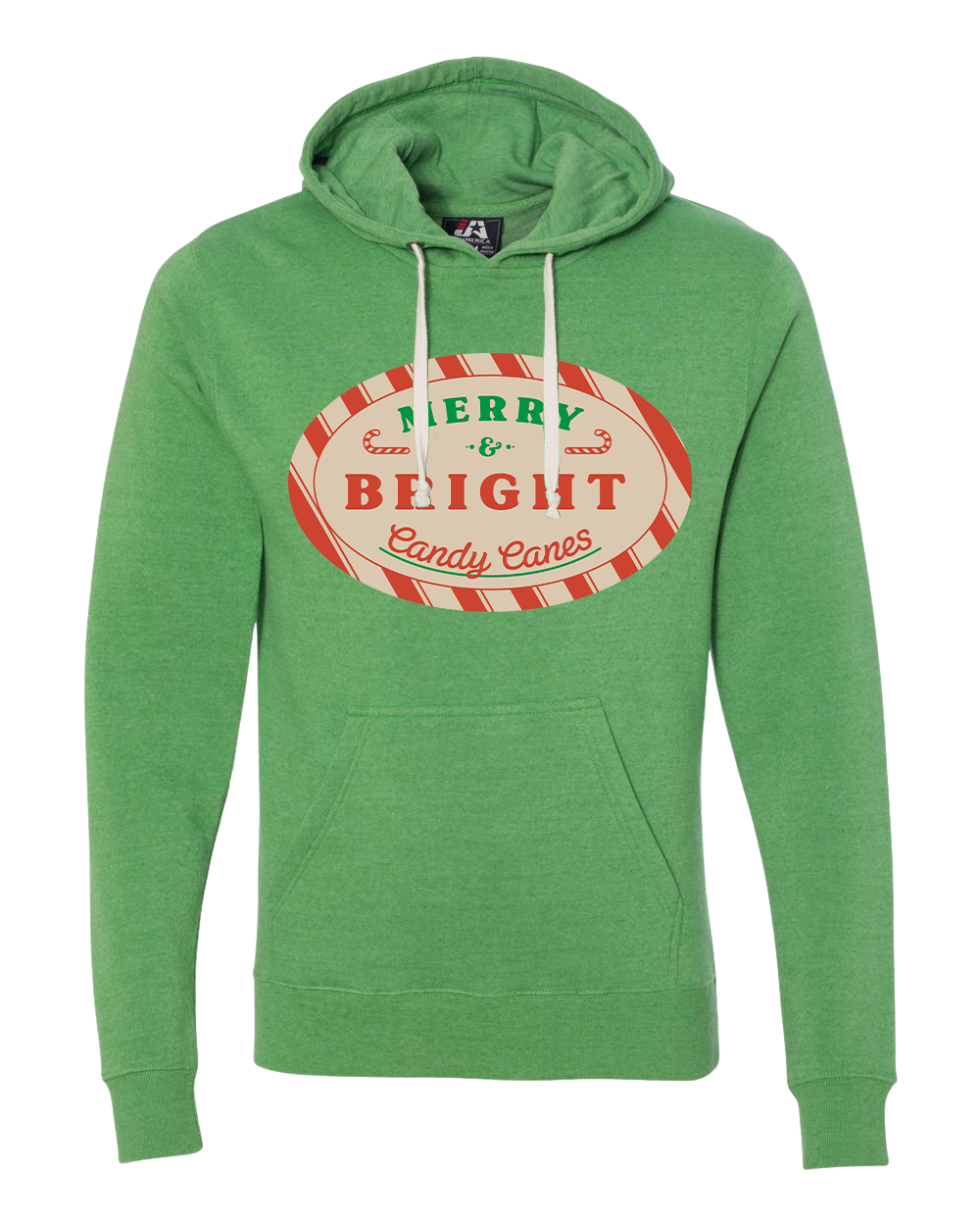 Merry and Bright Candy Canes Dressing Festive green hoodie